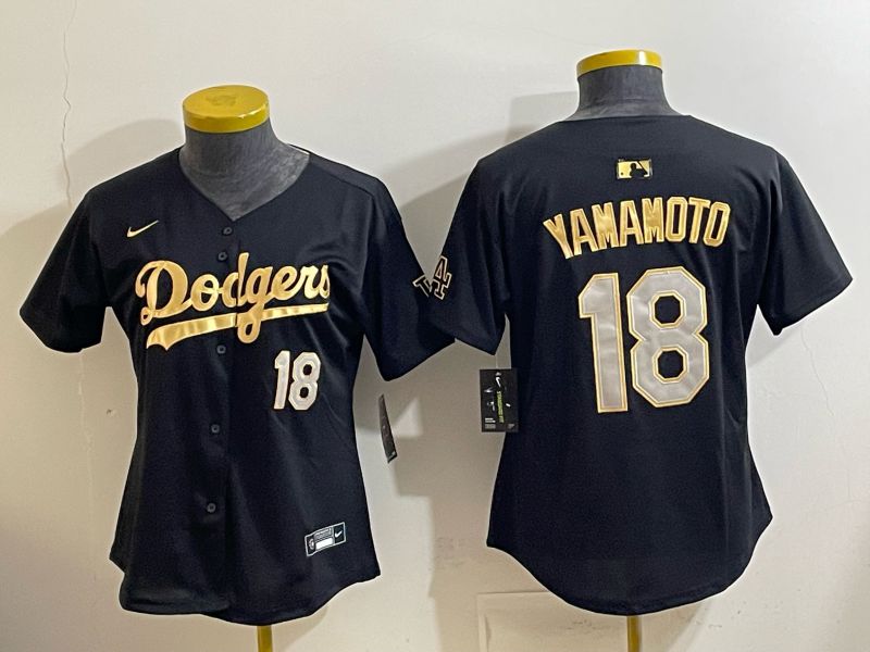 Youth Nike 2026 Los Angeles Dodgers #18 Yamamoto black gold Game MLB Jersey 1211->youth mlb jersey->Youth Jersey